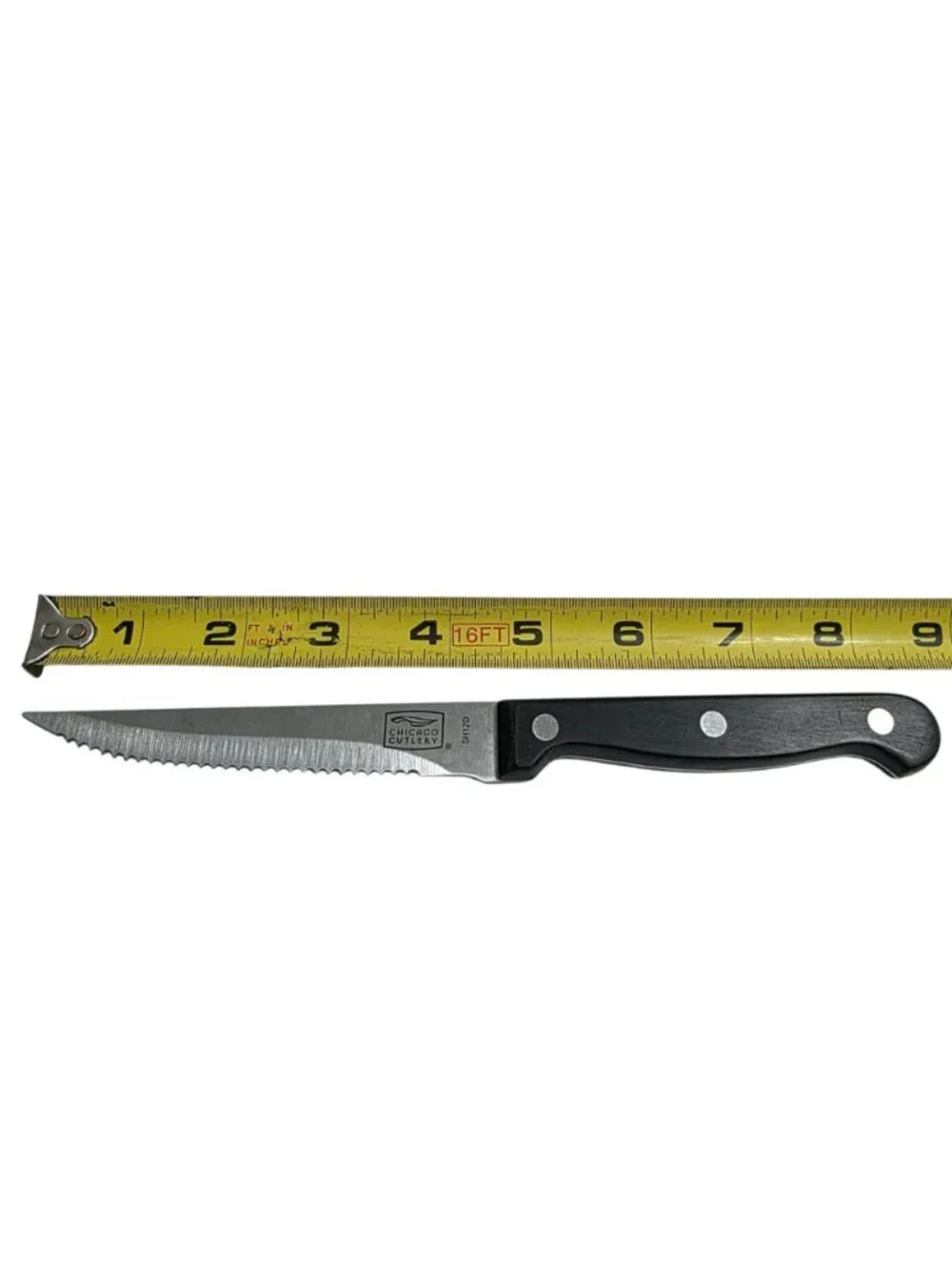 8 Chicago Cutlery Steak Knives Black Rivets Serrated Blade Meat Knife Set Sharp